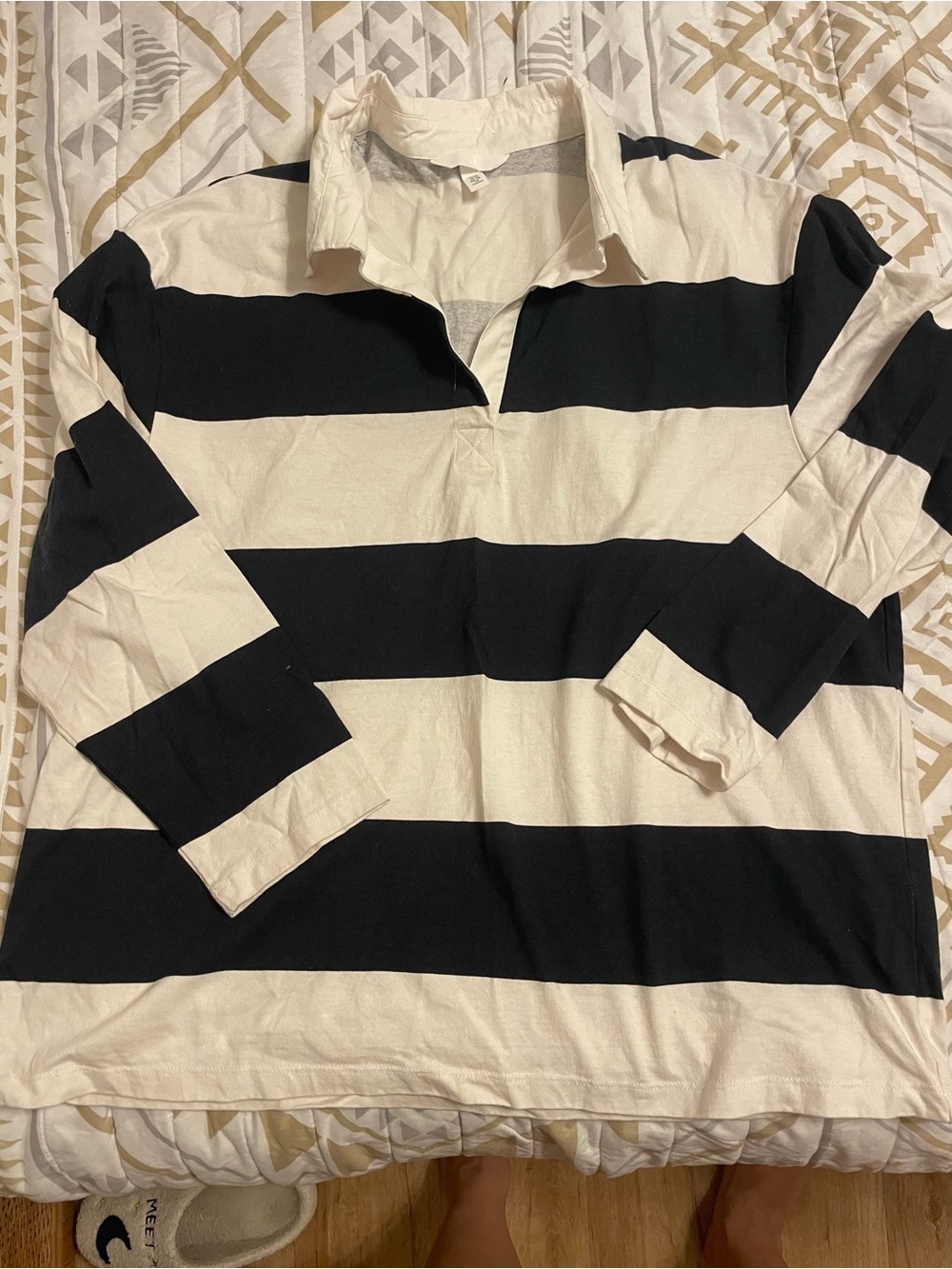 Black and White Striped Rugby Shirt